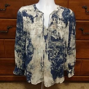 Kaari Blue V-neck Tunic style top - Size L